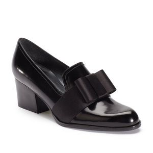 Stuart Weitzman Satin Bow Smoking Slipper Pump